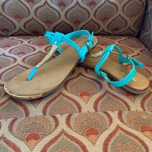 Women’s Mossimo Teal/Gold Sandals NWOT